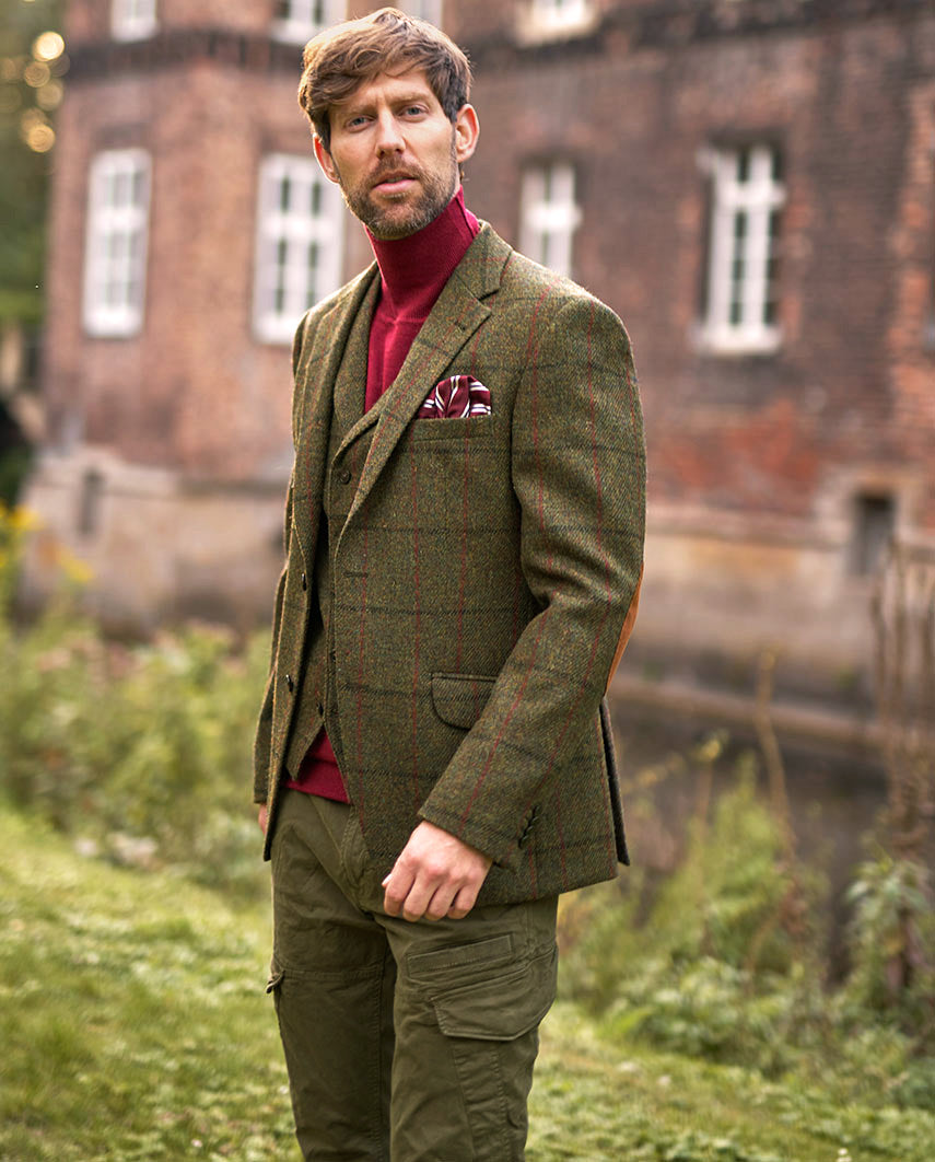 Harris Tweed jacket "London" in green overcheck