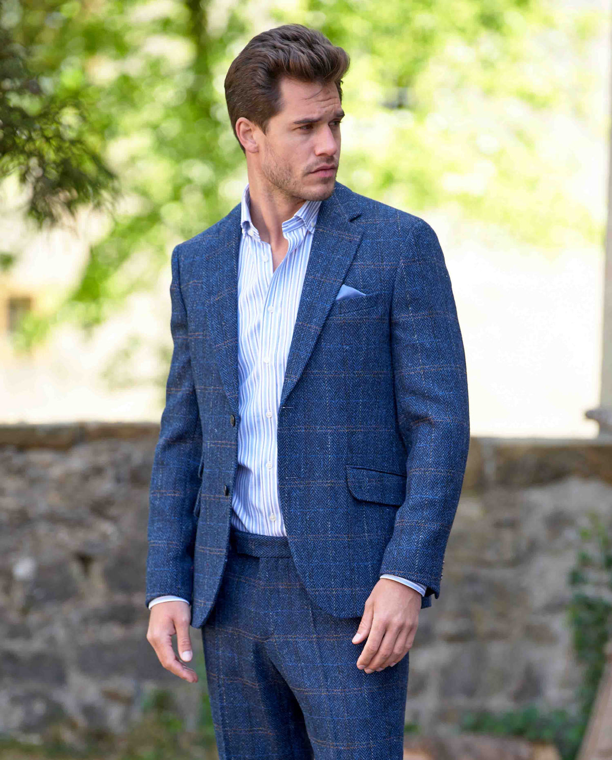 Harris Tweed Jacket "London" in dark-blue herringbone
