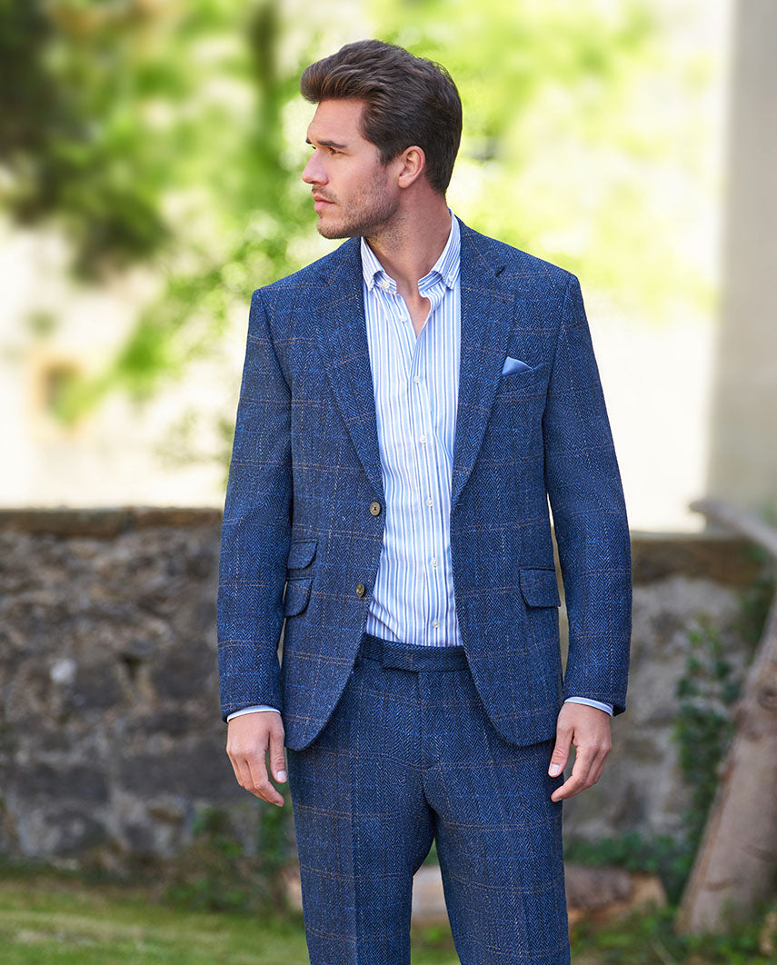 Harris Tweed Jacket "London" in dark-blue herringbone