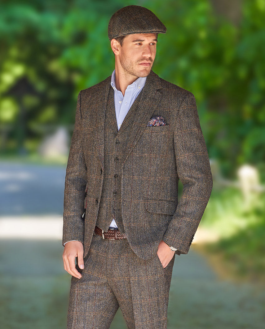 Harris Tweed Sakko "London" in highland green herringbone