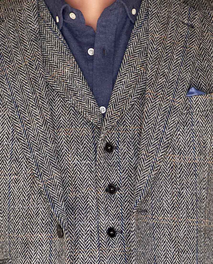 Harris Tweed Sakko "London" in grey Herringbone