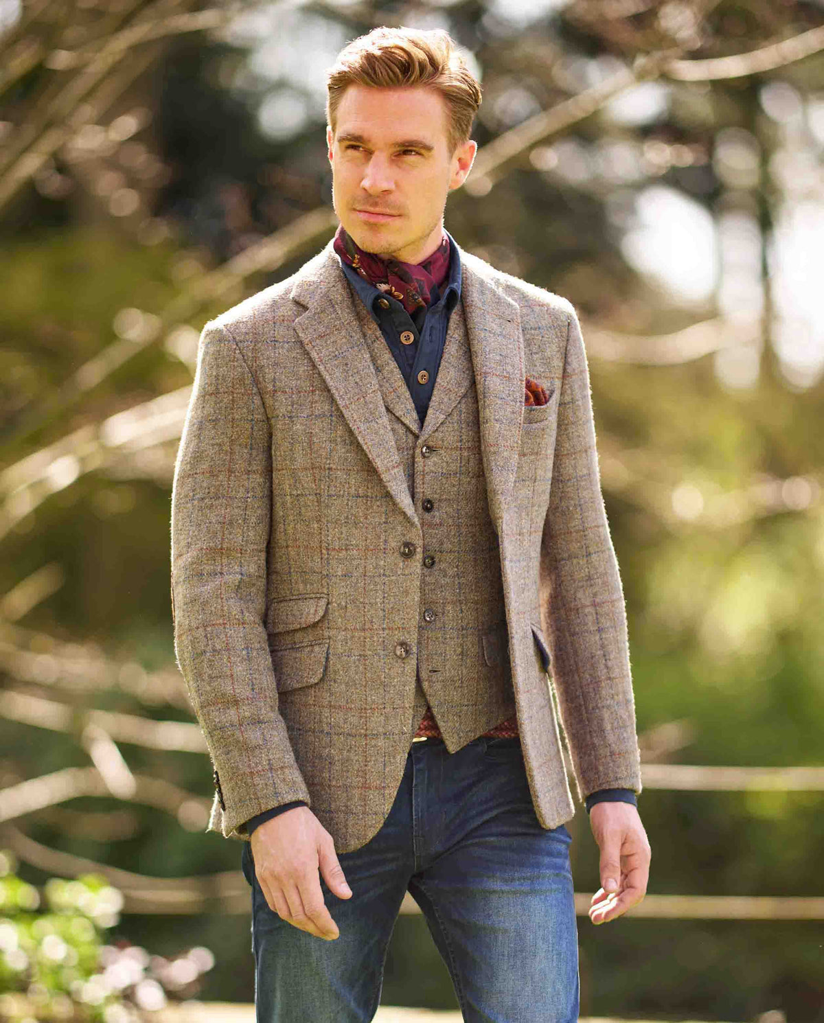 Harris Tweed Sakko "London" in Walnut Check