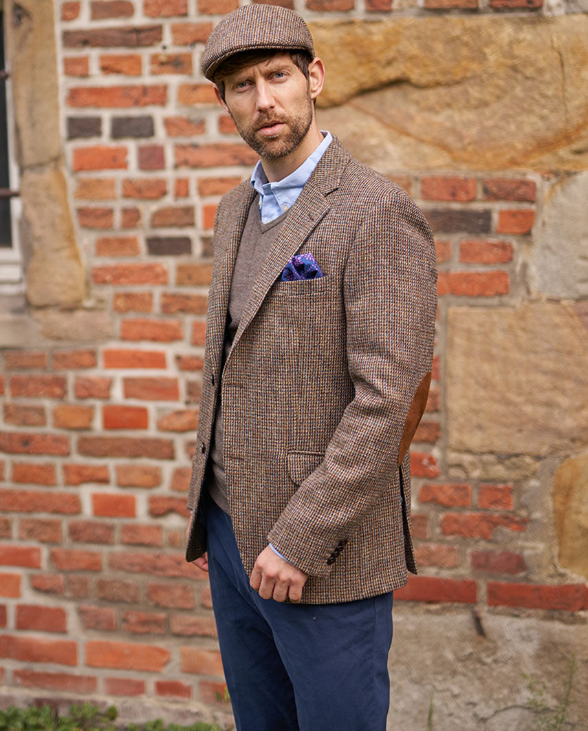 Harris Tweed Sakko "London" in buntem Hahnentritt