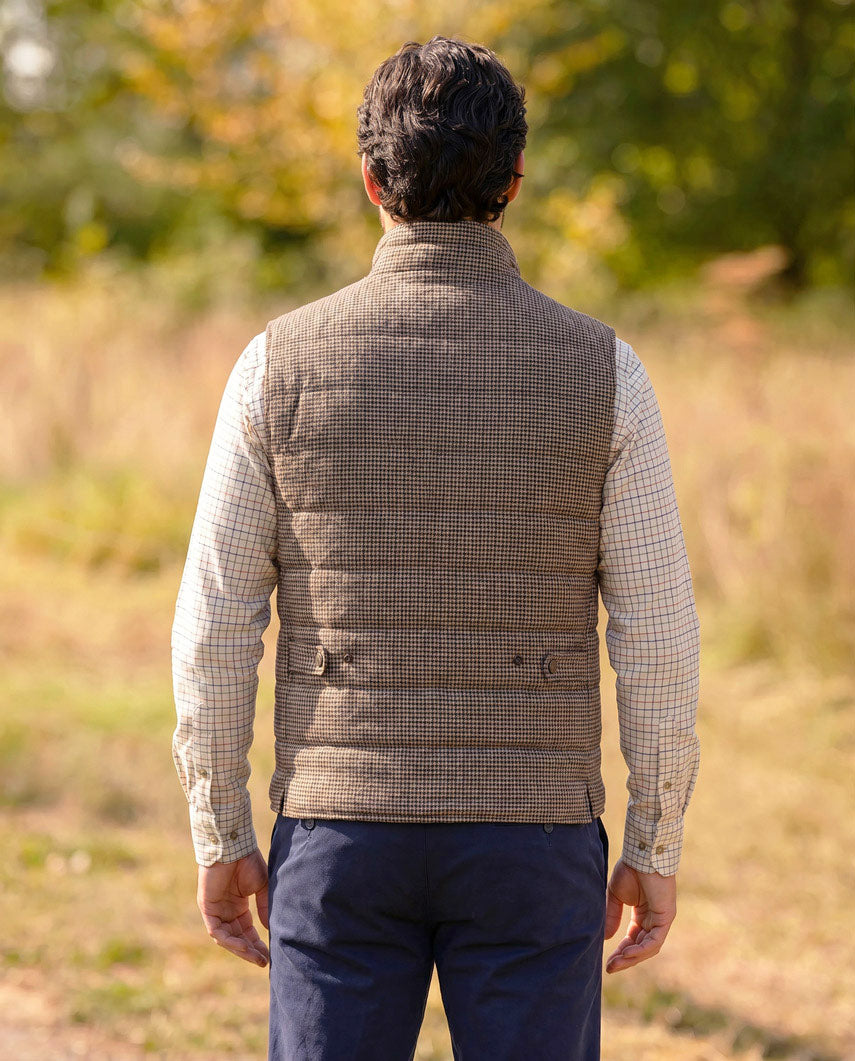 Herren Steppweste "Miltown Vest" im braunen Hahnentritt