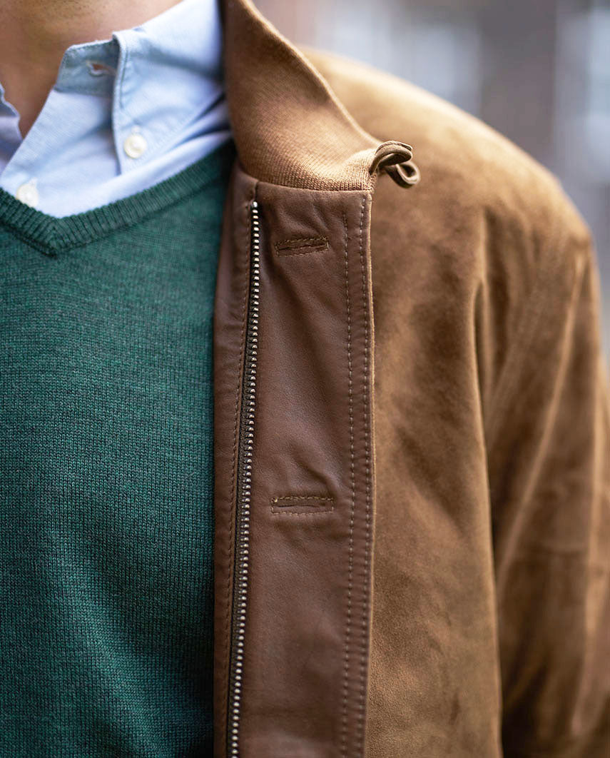 Men's Leather Blouson "Winner" in mud