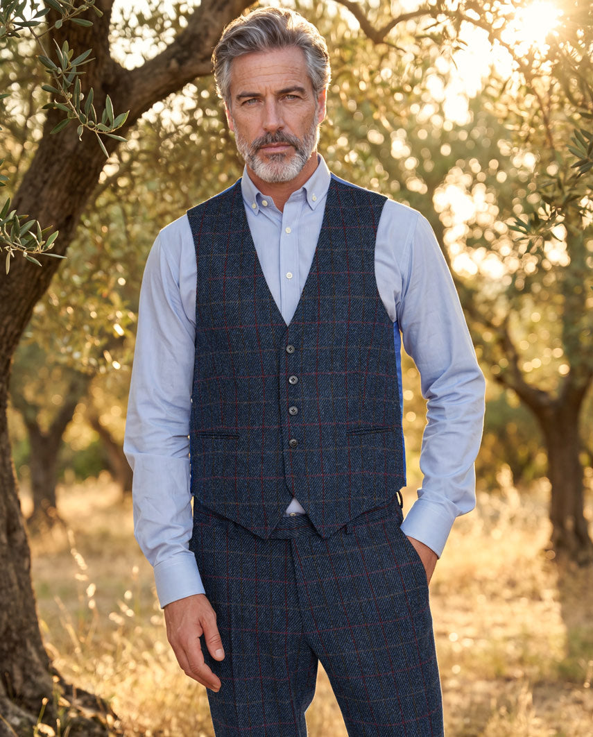 Tailor - Harris Tweed Weste in scottish blue