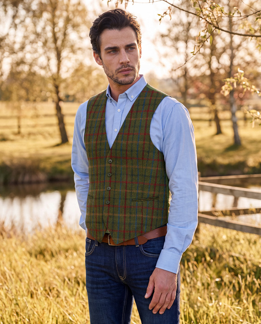 Harris Tweed Weste ''Tailor'' in red-blue Check