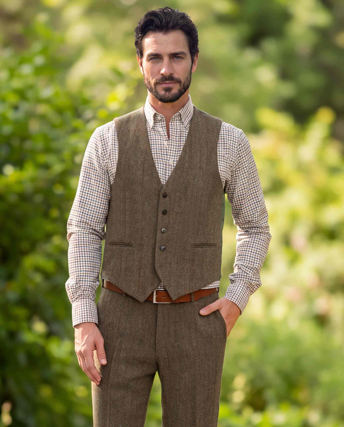 Harris Tweed Weste "Tailor" in evergreen