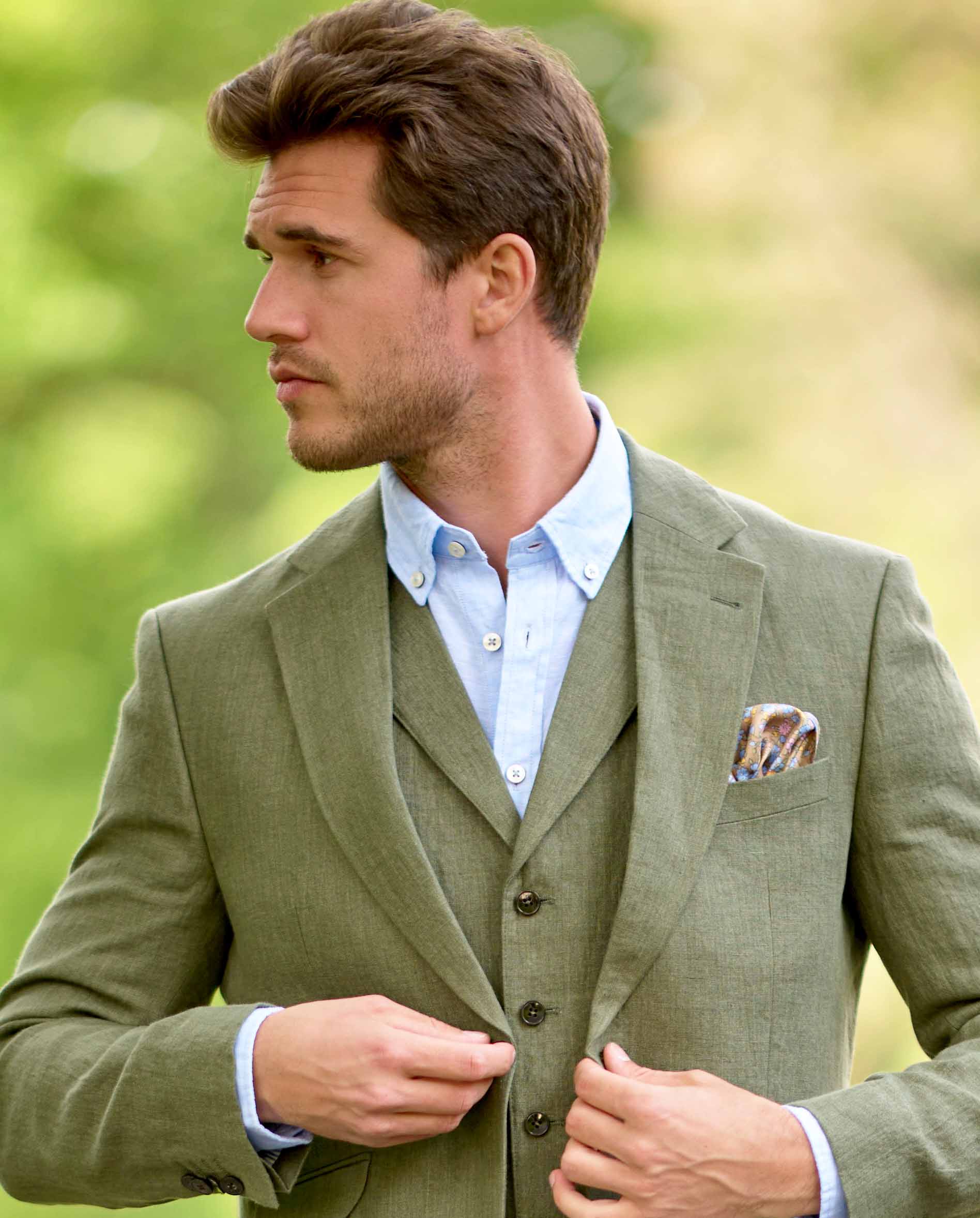 Men's Linen Blazer "London" in Olive