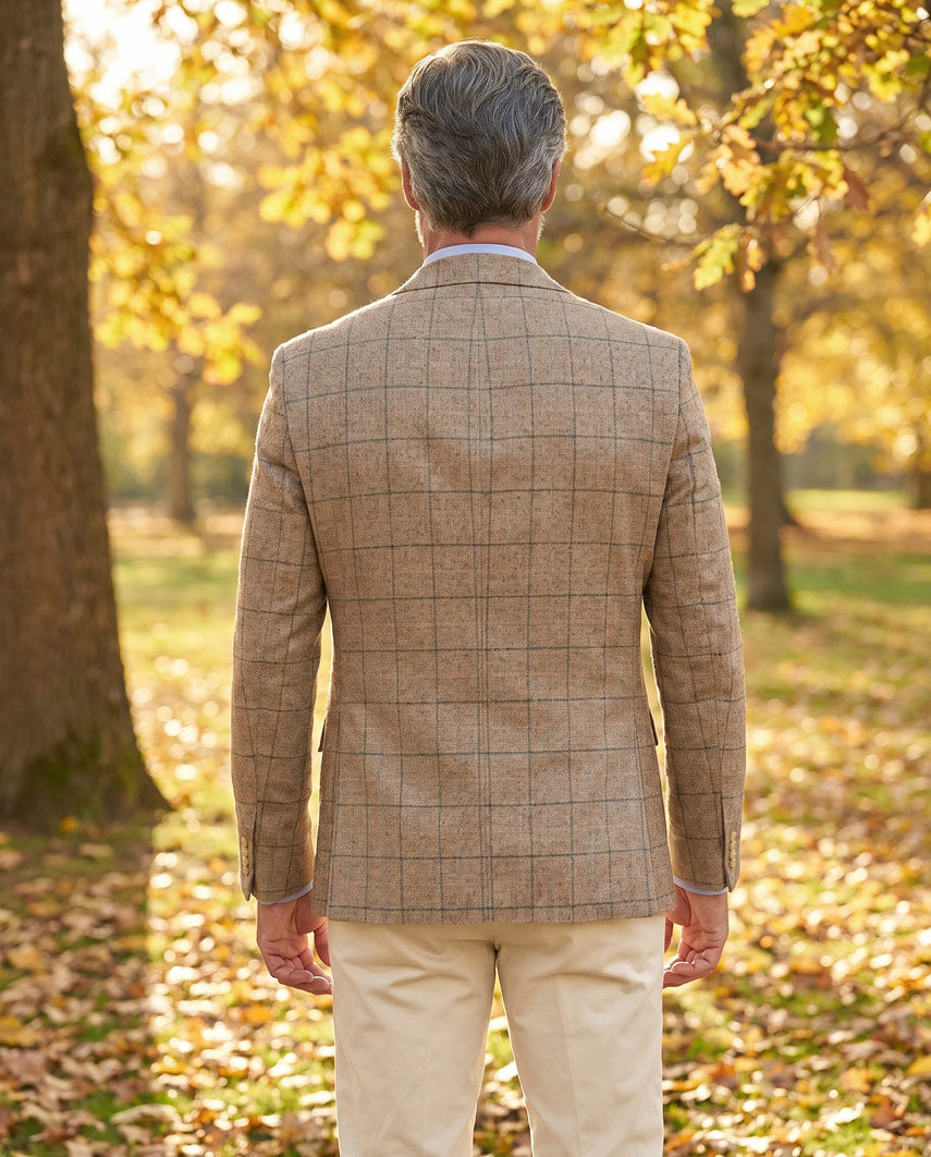 Summer jacket "London SO" in sand multicolor check silk