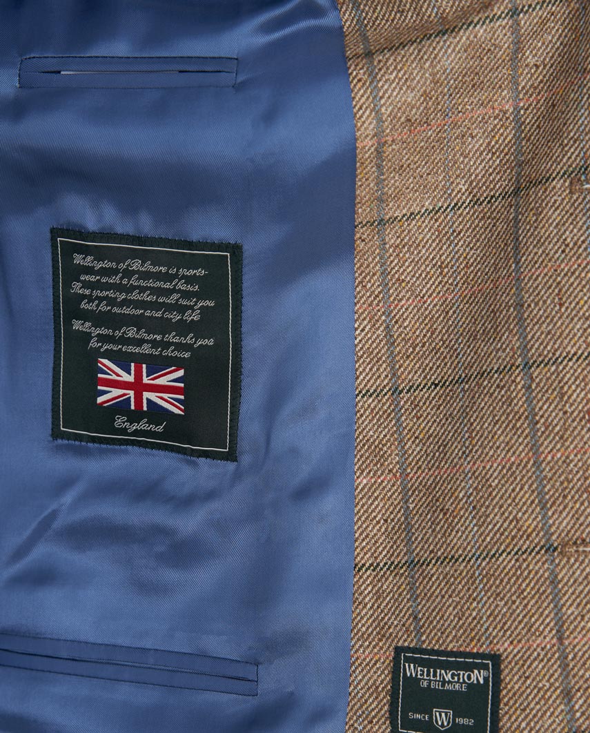 Sommersakko ''London SO'' aus Seide in sand multicolor check