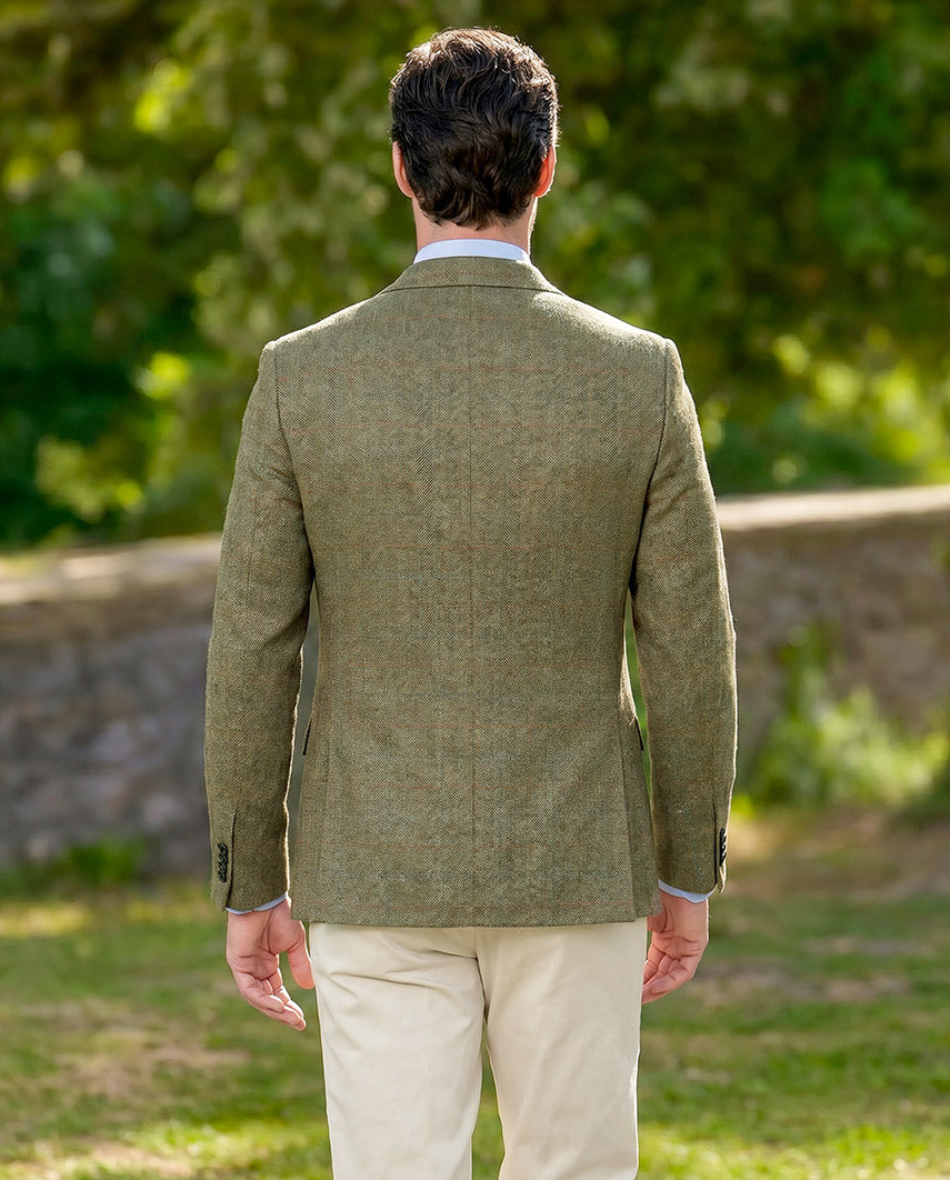 Summer blazer "London" in silk with red and blue overcheck