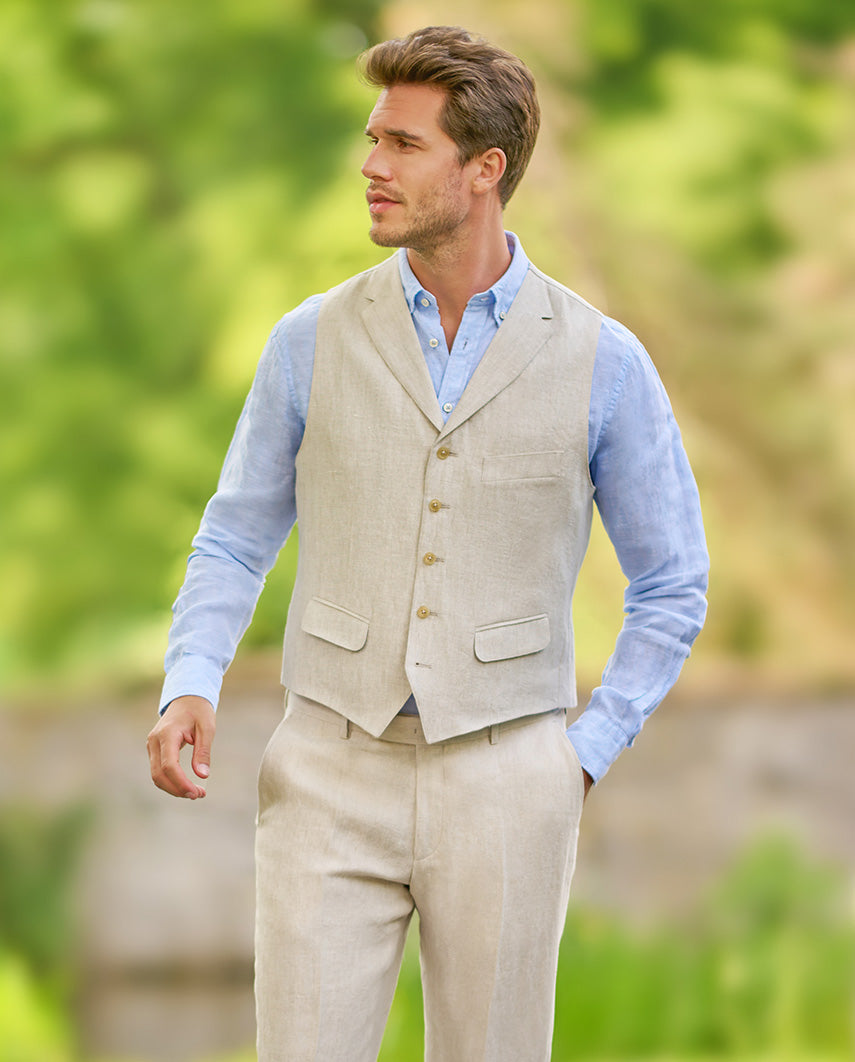 Men's Linen Vest "Wales" in natural