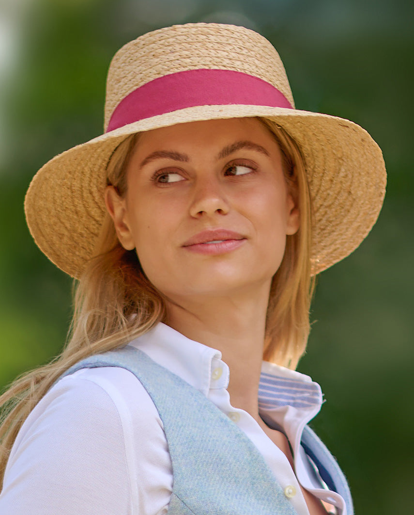 Elegant "Portofino" Straw Hat – Summer Hat with Red Hatband