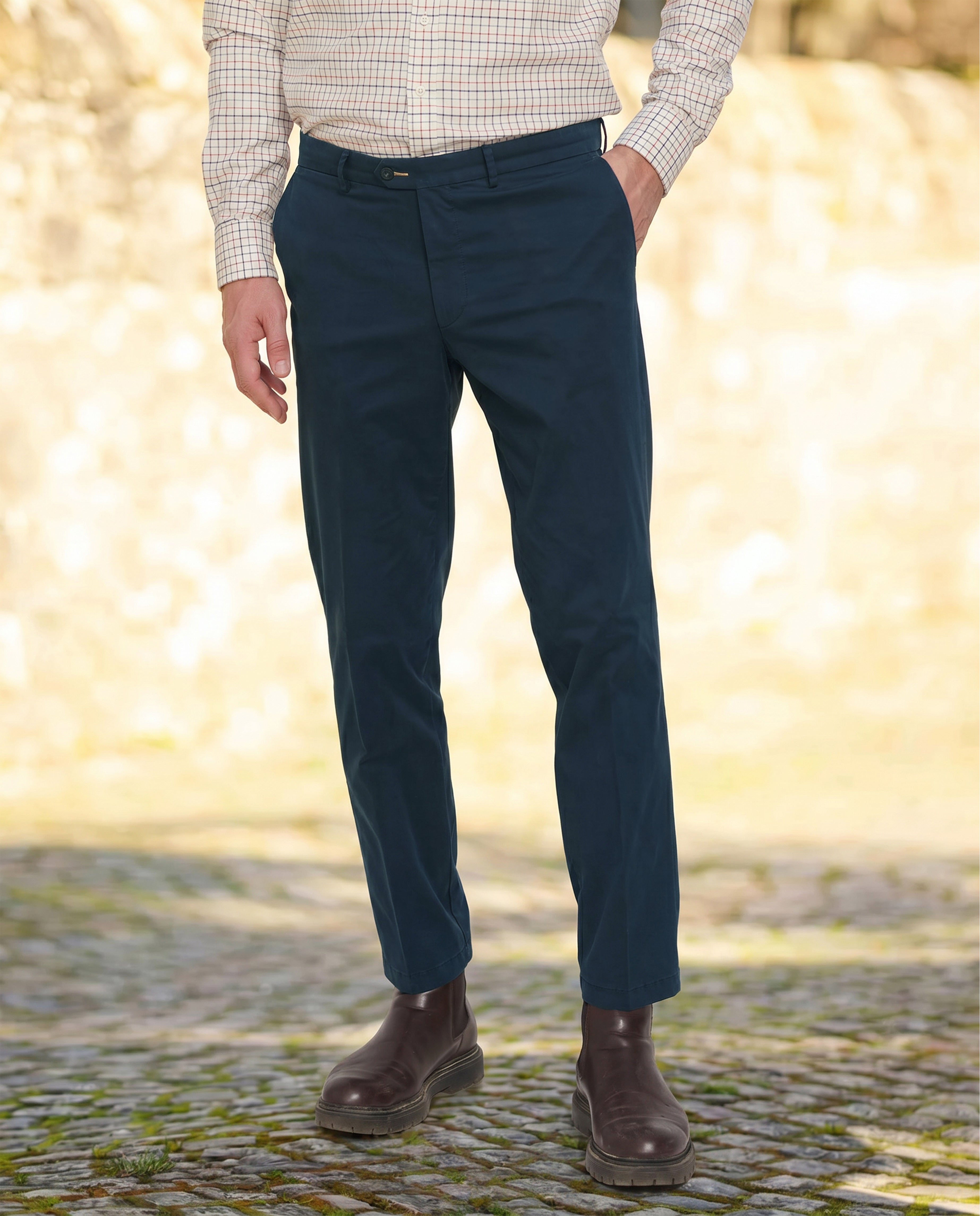 Herren-Winter-Chino ‘Mr. Jones’ in Blue – Premium Pima-Cotton