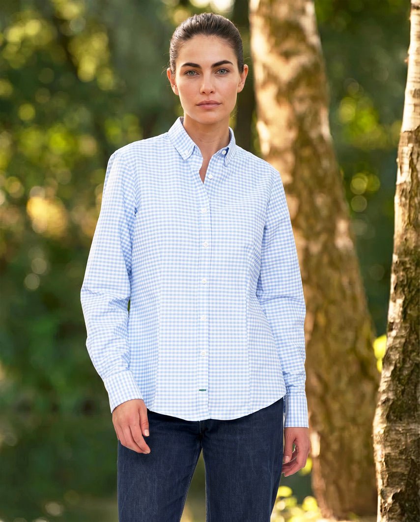 Button-Down Damenbluse „Stella“ in blue vichy - Wellington of Bilmore