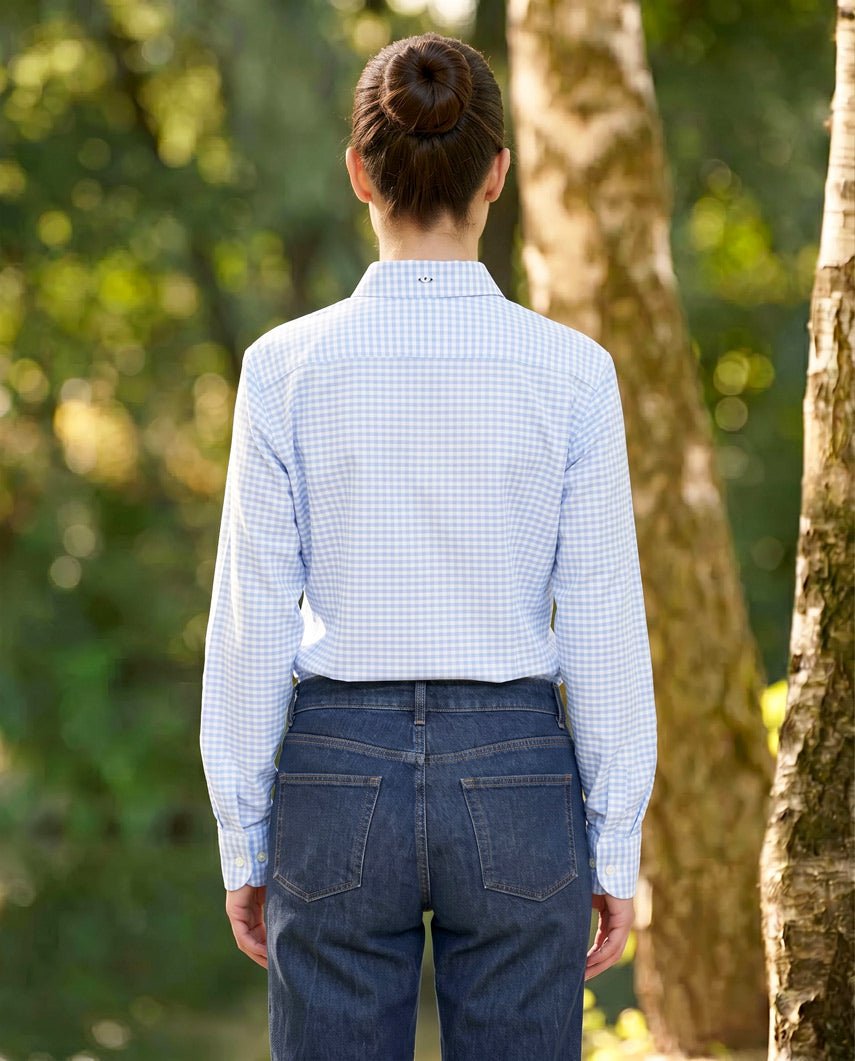 Button-Down Damenbluse „Stella“ in blue vichy - Wellington of Bilmore