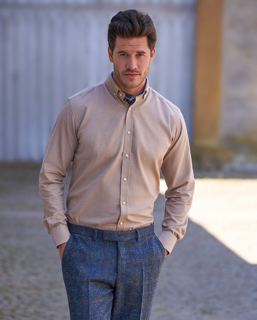 Button Down Hemd "Steward" in sand - Wellington of Bilmore