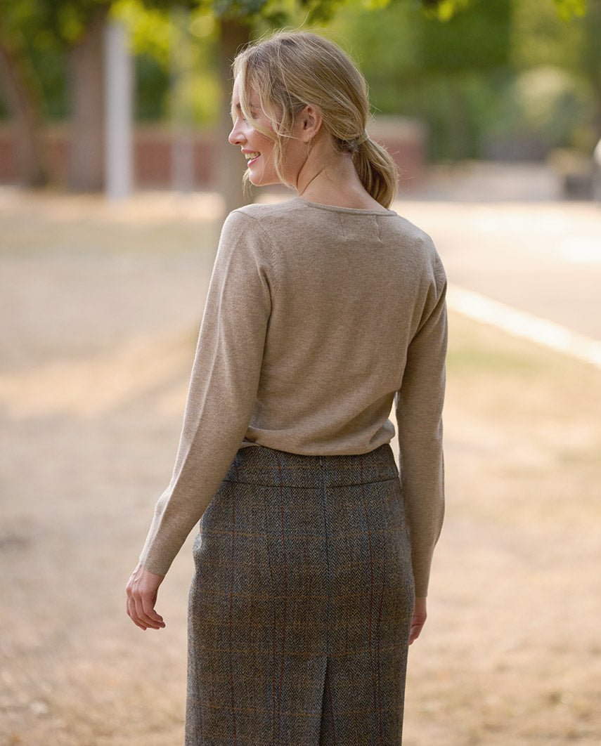 Damen Lambswool Pullover ''Mary'' in taupe - Wellington of Bilmore