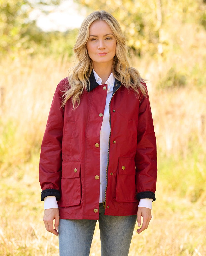 Damen Wachsjacke ''Queensberg'' in red - Wellington of Bilmore