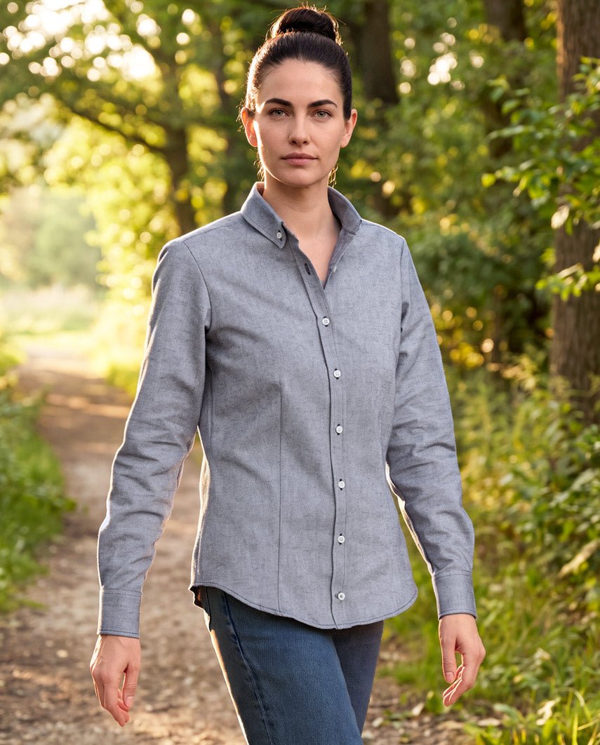 Damenbluse „Stella“ in Oxford Blue – Heavy Oxford Baumwolle - Wellington of Bilmore