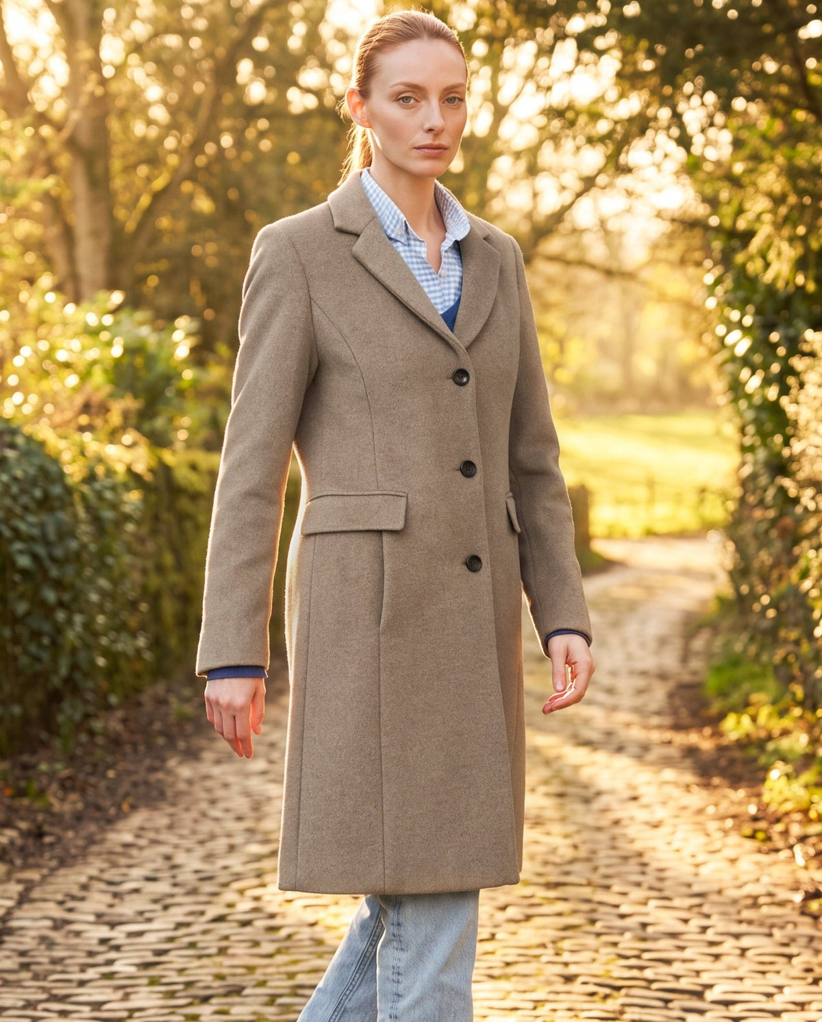 Damenmantel ''Emilia'' aus Woll-Kaschmirqualität in taupe - Wellington of Bilmore
