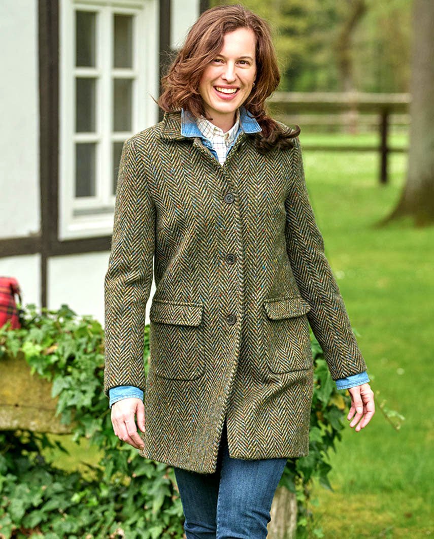 Damenmantel ''Marly'' in multi color Herringbone aus MAGEE Tweed - Wellington of Bilmore