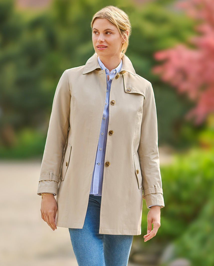 Einreihiger Damen Trenchcoat ,,Clarissa'' in beige - Wellington of Bilmore