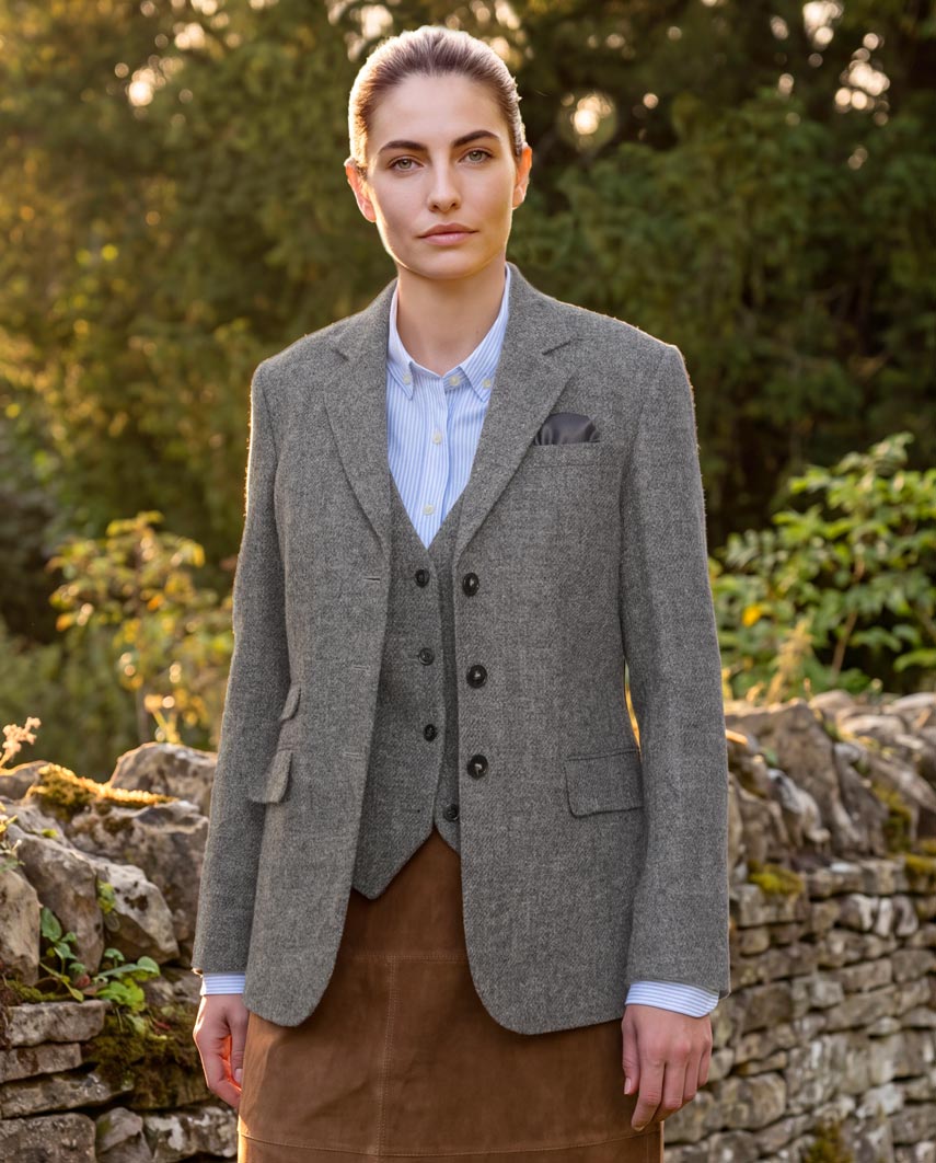 Harris Tweed Blazer ''Carola'' in anthra melange - Wellington of Bilmore