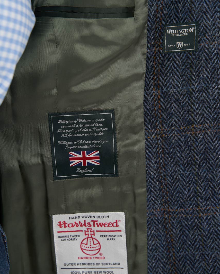 Harris Tweed Blazer ''Carola'' in grey-blue Herringbone - Wellington of Bilmore