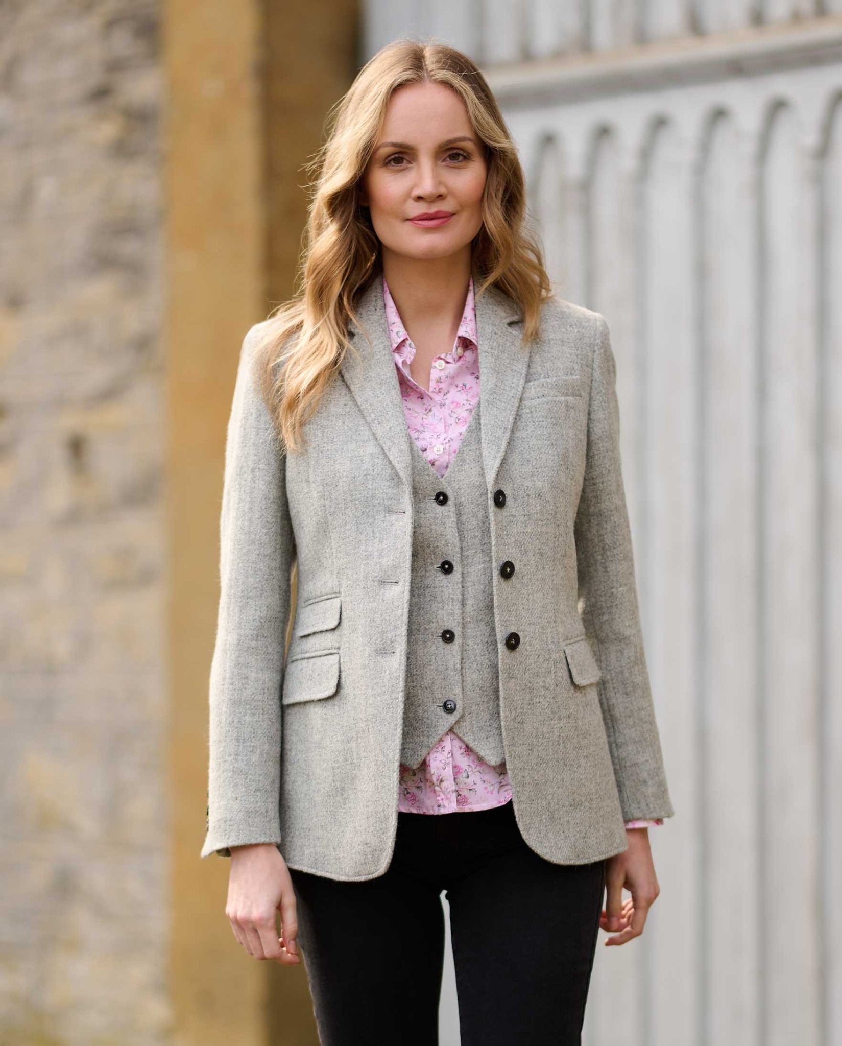Harris Tweed Blazer ''Carola'' in light grey Twill - Wellington of Bilmore