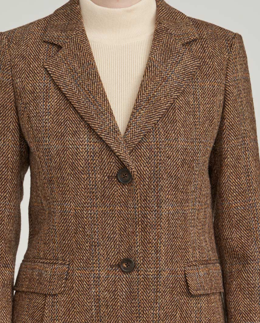 Harris Tweed Damenmantel '' Emilia'' in Herringbone Check - Wellington of Bilmore