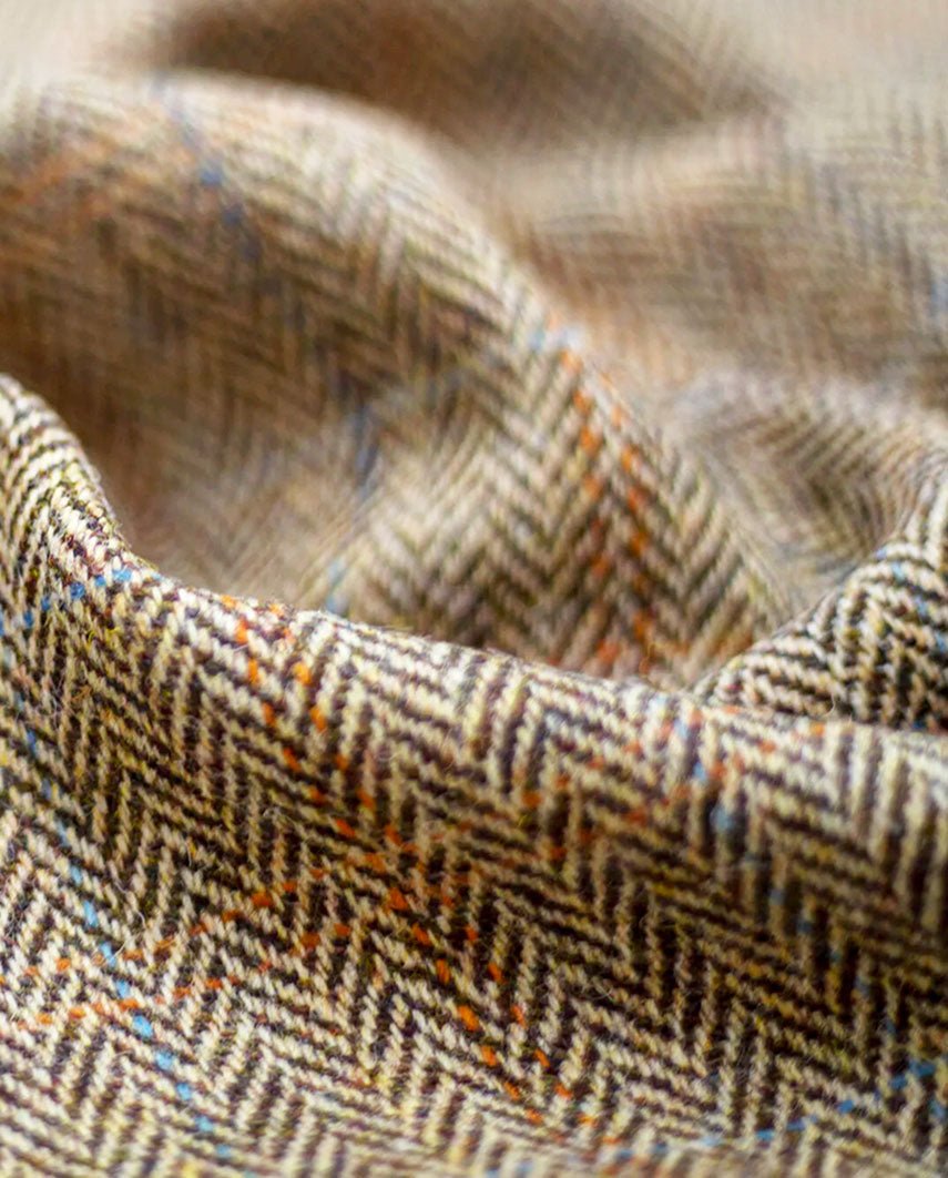 Harris Tweed Mütze "Henry Cap" in sand herringbone - Wellington of Bilmore