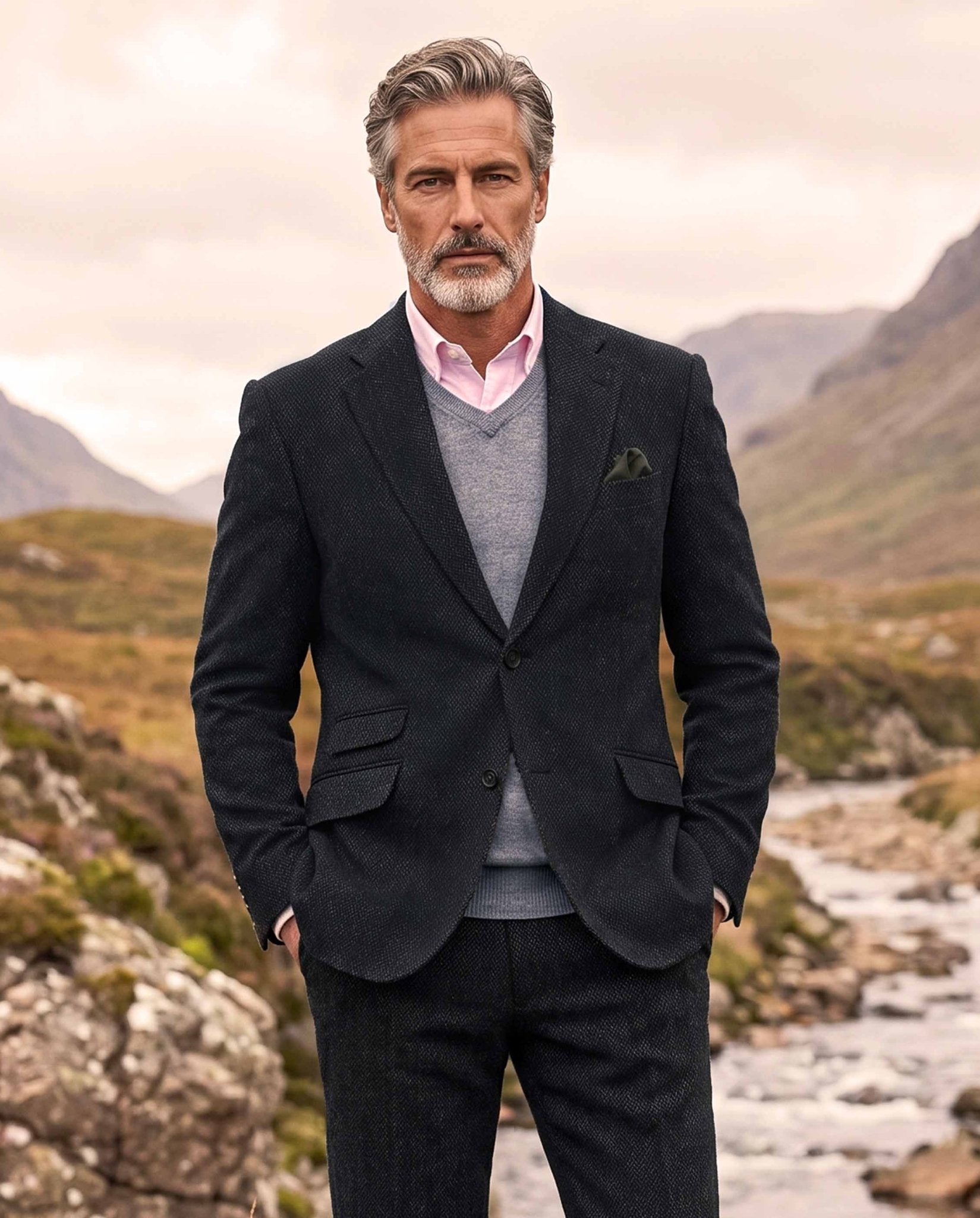 Harris Tweed Sakko "London" in charcoal - Wellington of Bilmore