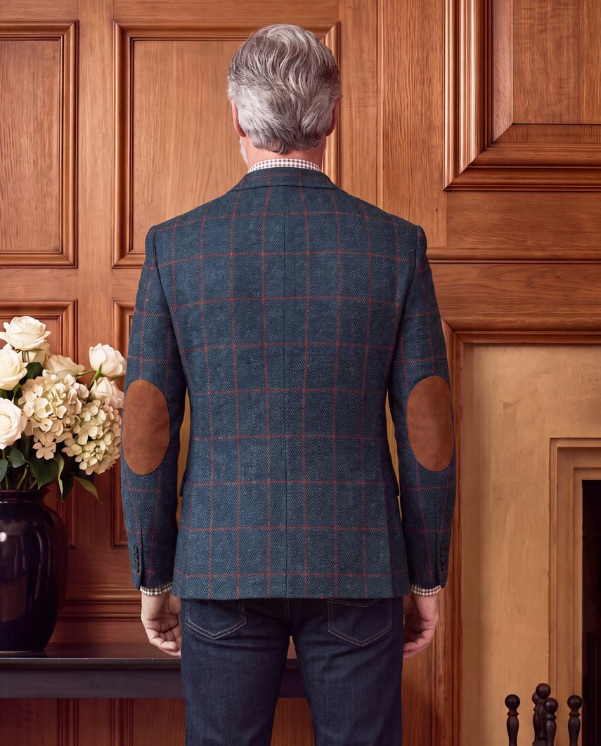 Harris Tweed Sakko ''London'' in red overcheck - Wellington of Bilmore