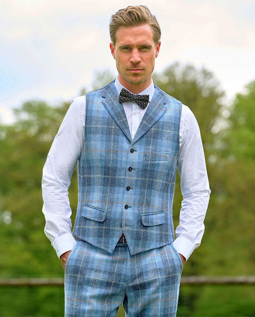 Harris Tweed Weste ''Wales'' in jeans herringbone - Wellington of Bilmore