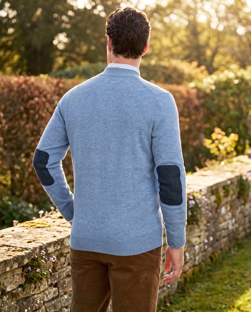 Herren Merino-Strickjacke "The Cardigan" in blue - Wellington of Bilmore