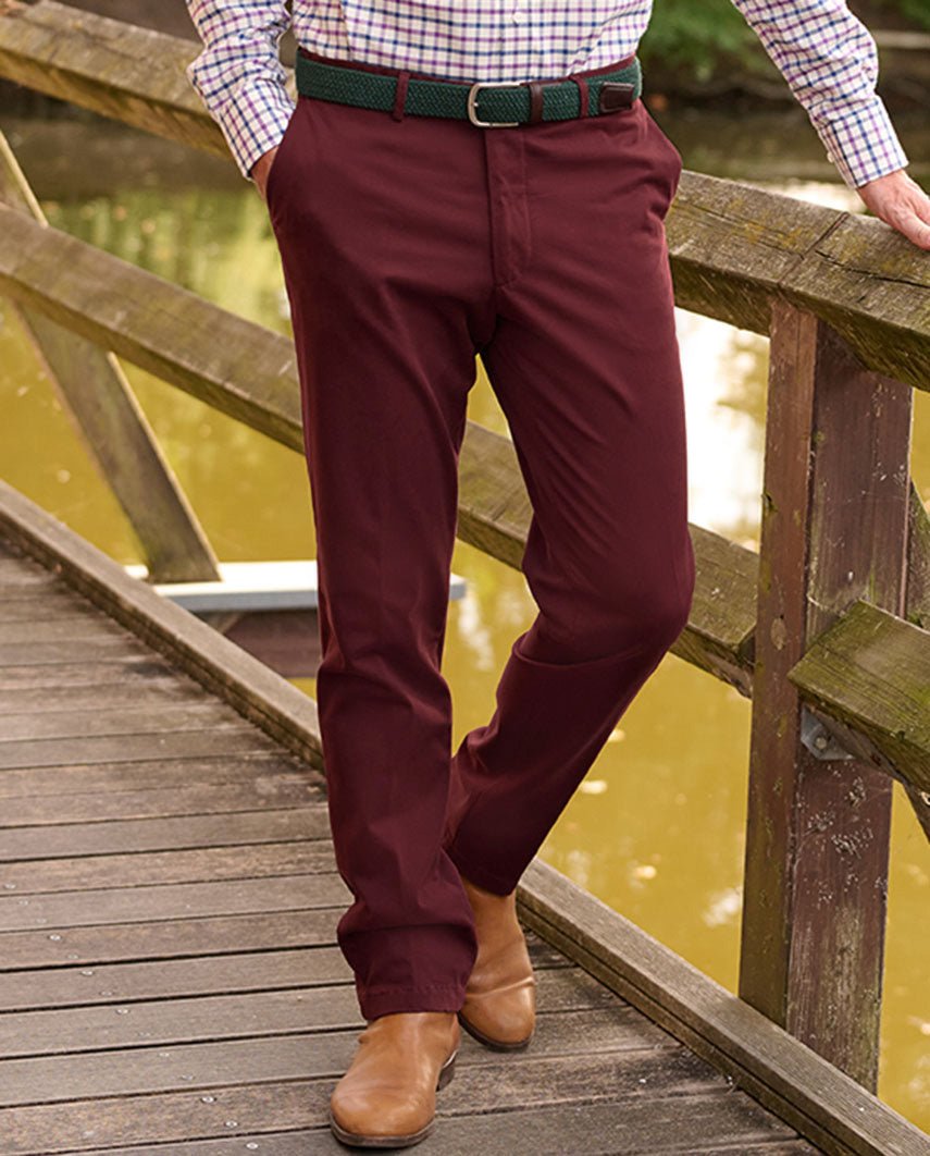 Herren-Winter-Chino ‘Mr. Jones’ in rot – Premium Pima-Cotton - Wellington of Bilmore