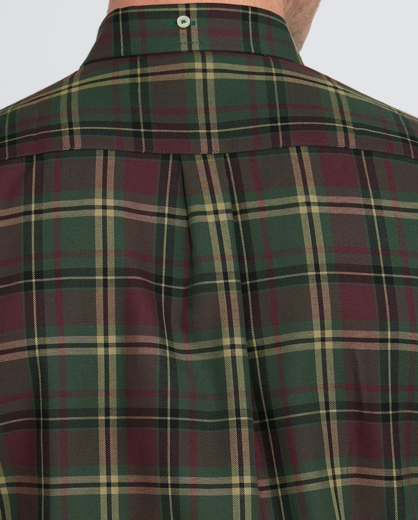 Herrenhemd ‚,Steward'‘ mit Button-Down-Kragen – oliv plum check - Wellington of Bilmore