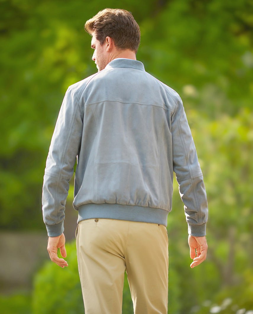 Leder Blouson ”Winston III” für Herren in baby blue - Wellington of Bilmore