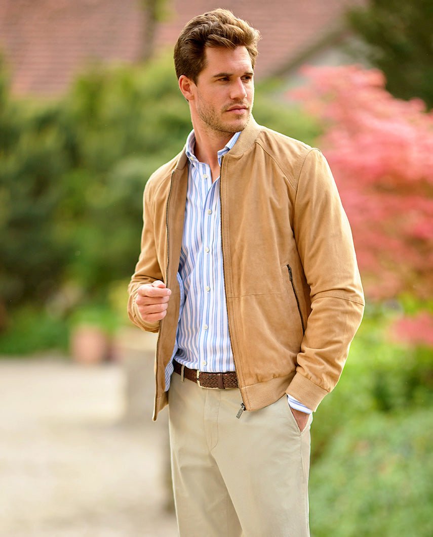 Leder Blouson ”Winston III” für Herren in light sand - Wellington of Bilmore