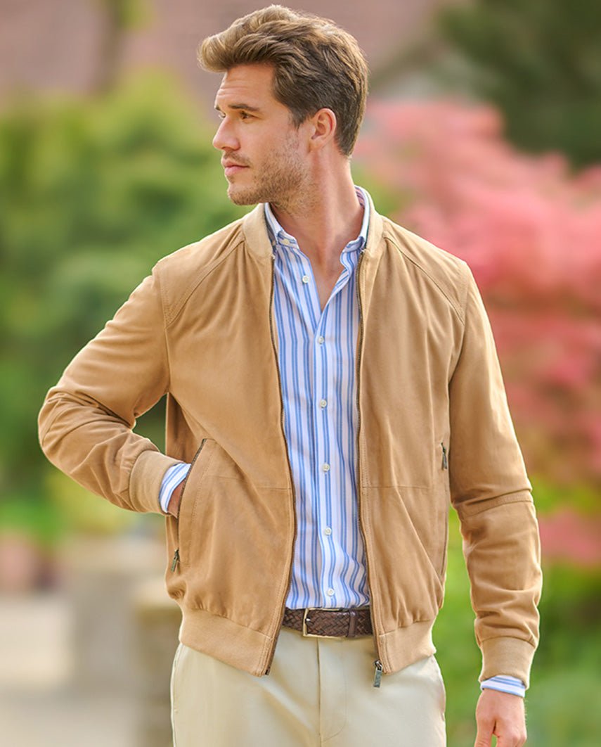 Leder Blouson ”Winston III” für Herren in light sand - Wellington of Bilmore