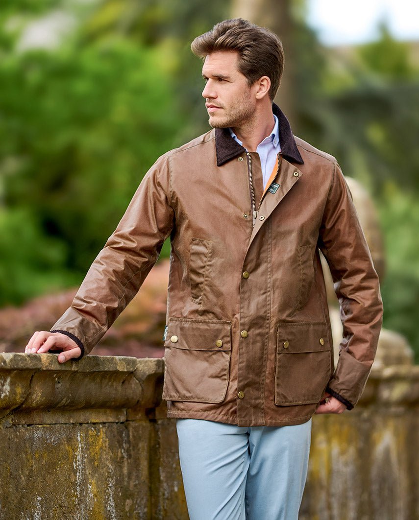 Leichte Herren Wachsjacke "Starberg" in sand - Wellington of Bilmore