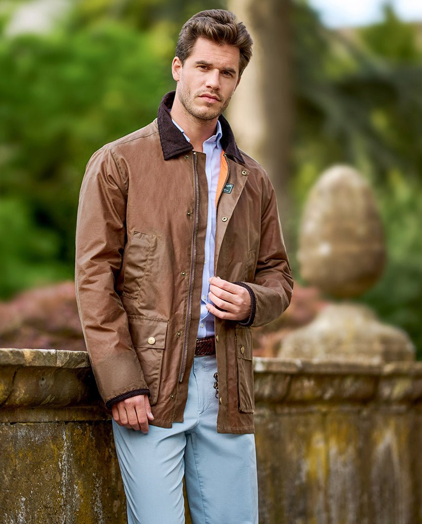 Leichte Herren Wachsjacke "Starberg" in sand - Wellington of Bilmore