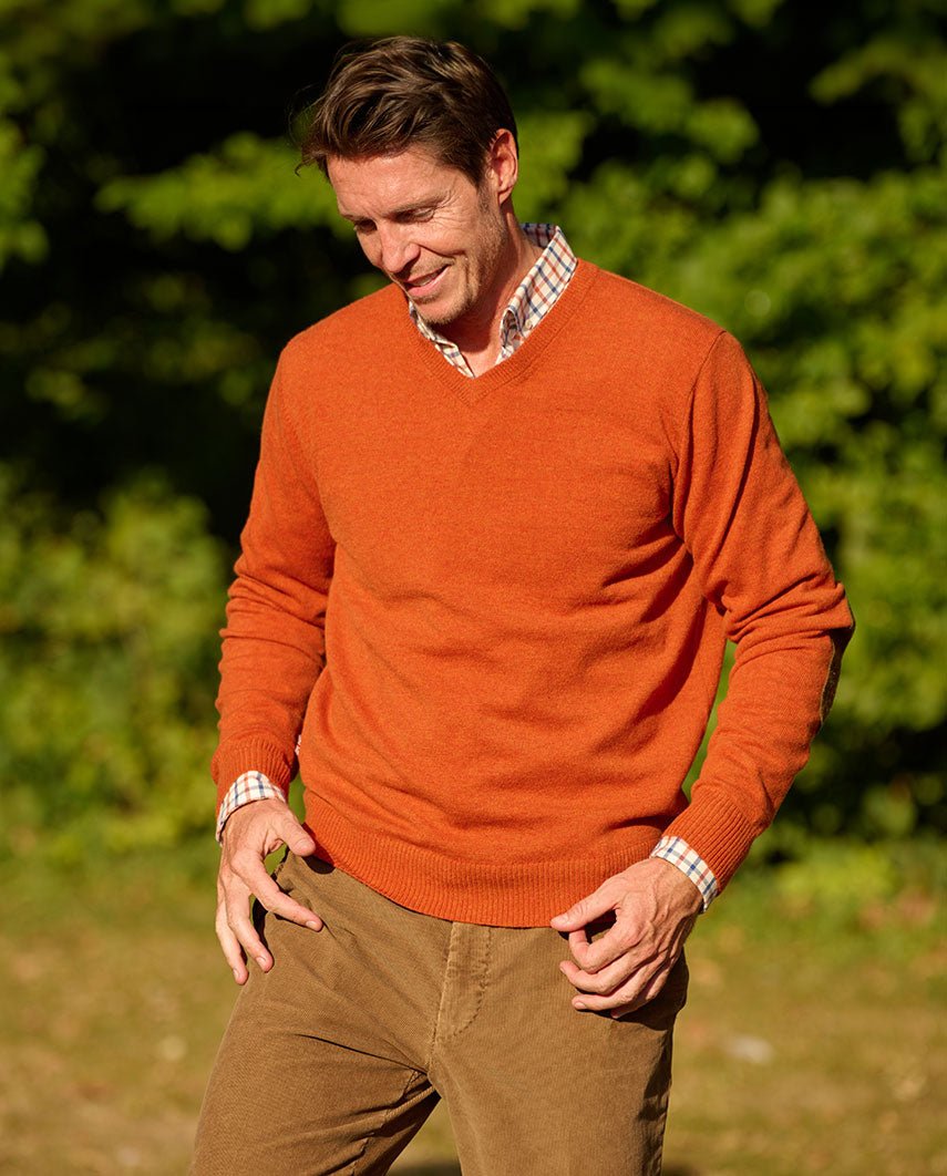 Merino-Pullover ''Jack'' in burned orange - Wellington of Bilmore