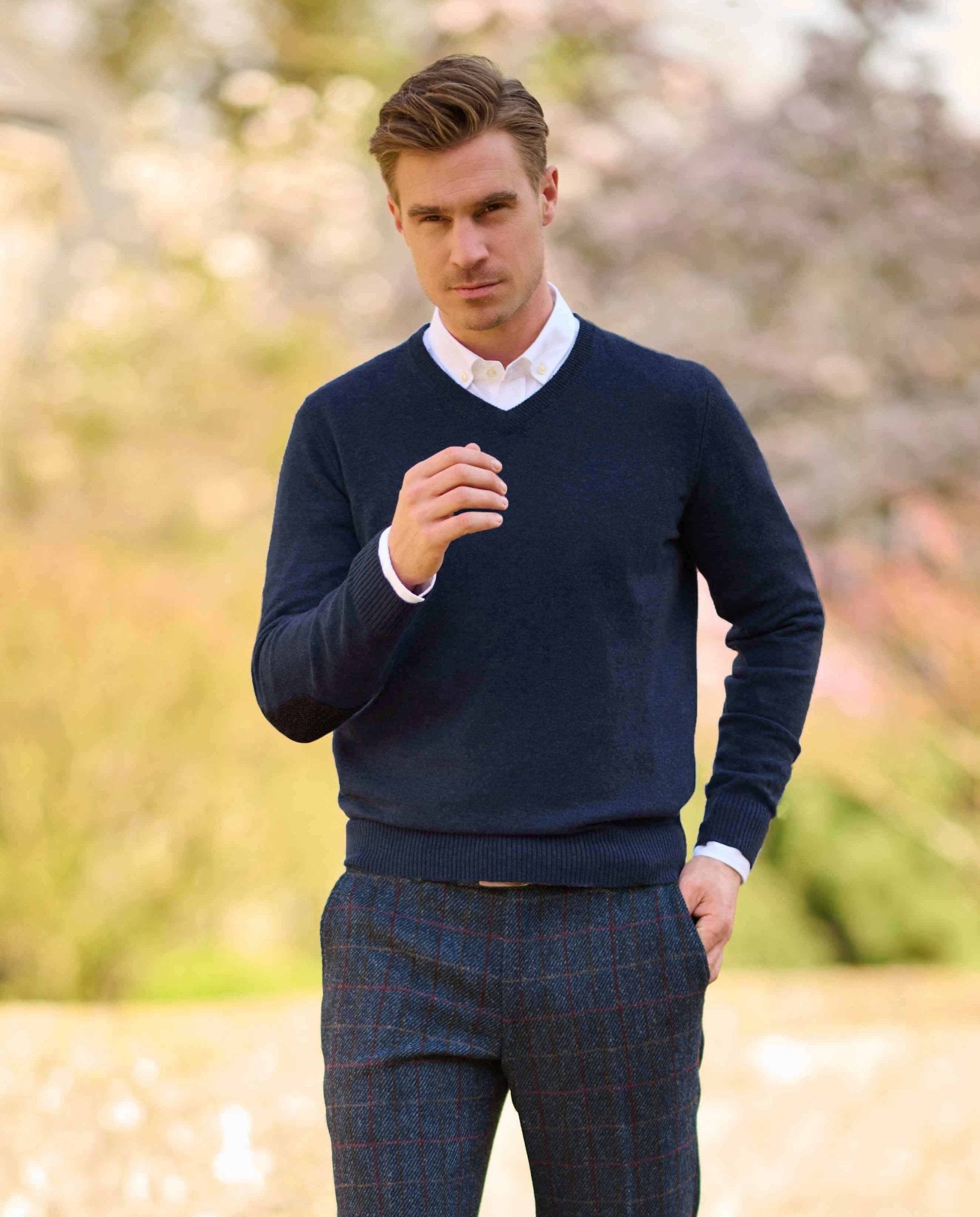 Merino-Pullover ''Jack'' in navy - Wellington of Bilmore