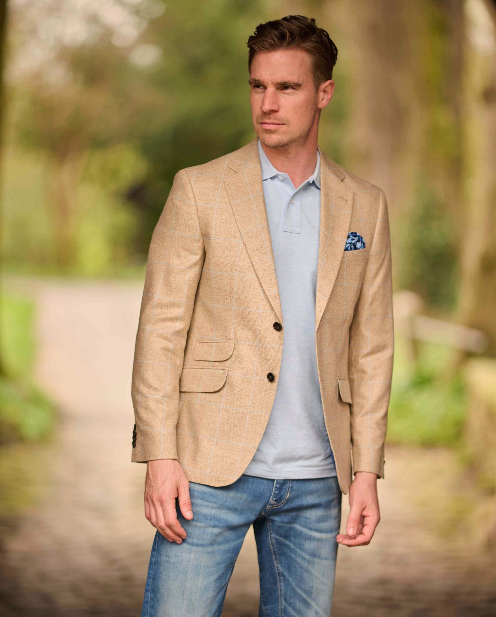 Sommersakko ''London'' aus Seide im beige check - Wellington of Bilmore