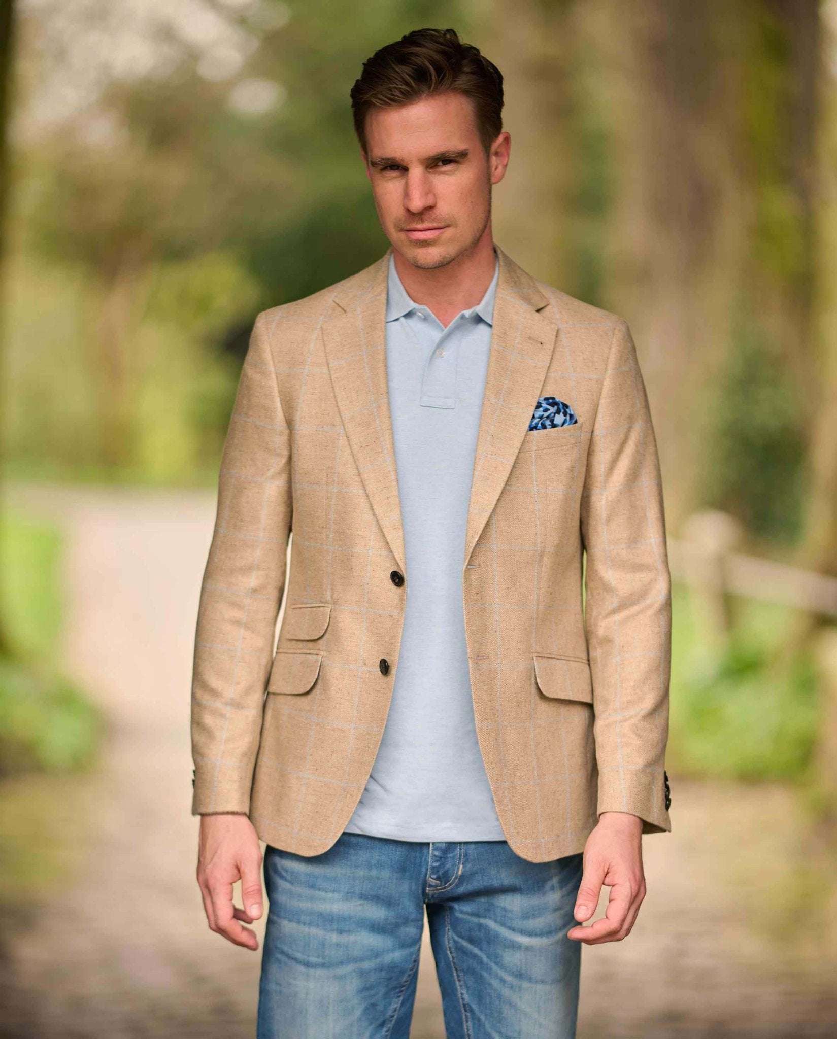 Sommersakko ''London'' aus Seide im beige check - Wellington of Bilmore