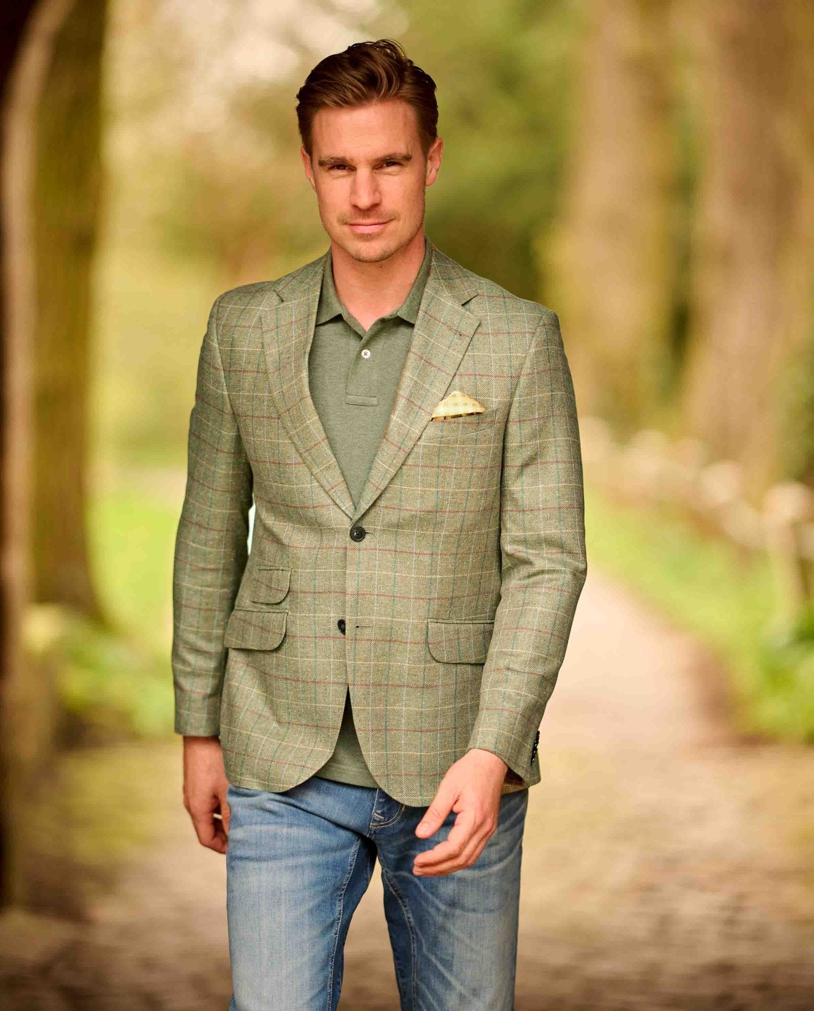 Sommersakko ”London” im green check aus Seide - Wellington of Bilmore