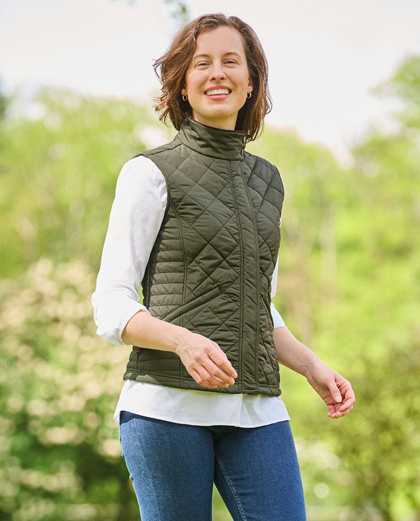 Sportliche Damen Steppweste ''Lily'' in oliv - Wellington of Bilmore